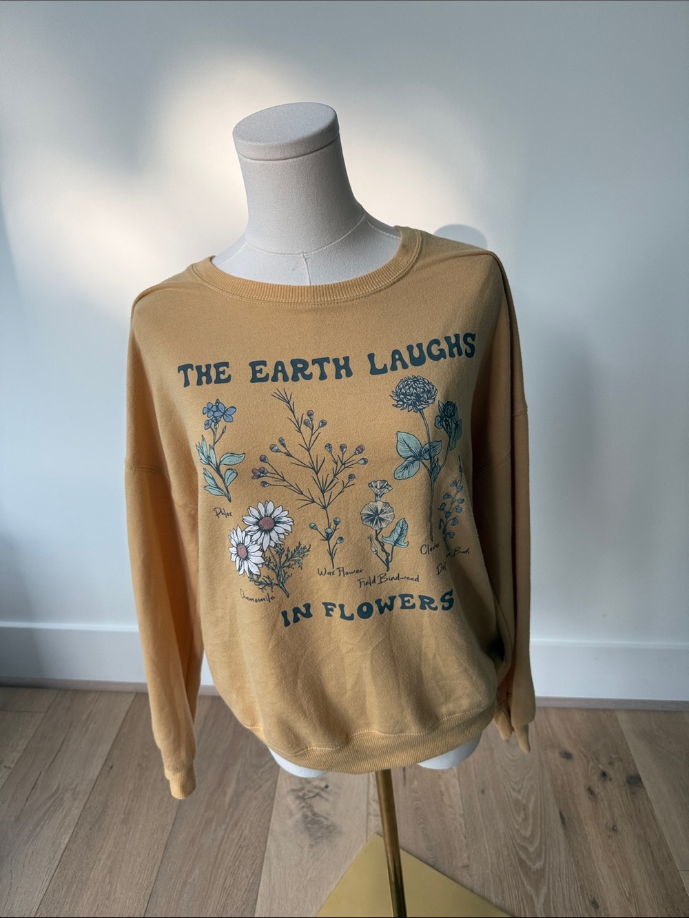 Zoe + Liv Mustard Yellow Floral Graphic Sweatshirt